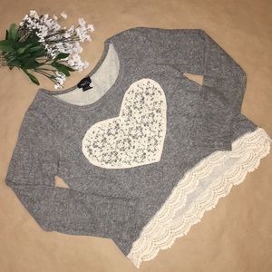 Rue21 crochet heart sweater